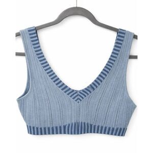 For love and lemon womens xsmall baby blue crop top shirt knit stretch